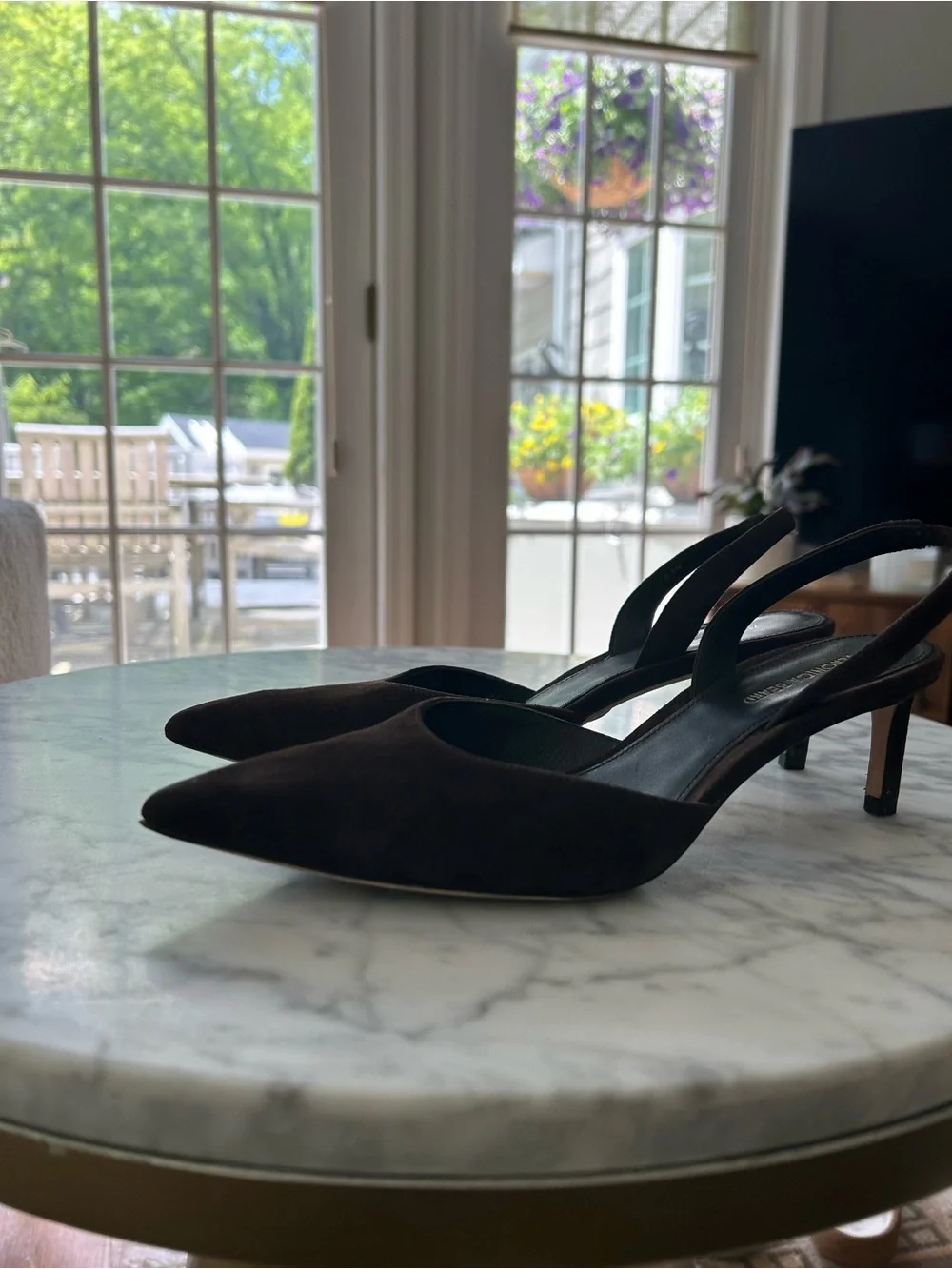 Veronica Beard Caroline Pointed-Toe Suede Slingback Pumps in Brown - Picture 5 of 9